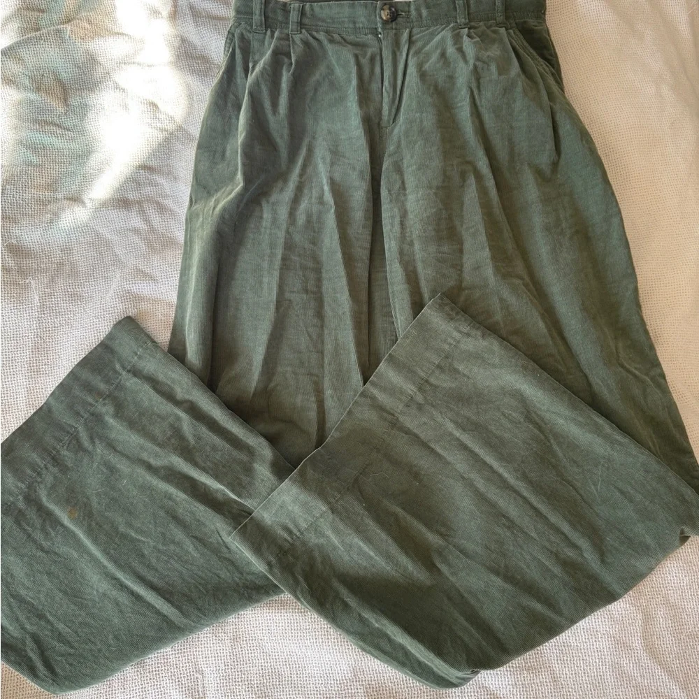 Anthropologie Olive Wide-Leg Corduroy  Pants - Picture 2 of 7